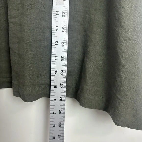 La Fixsun Linen Open Front Cardigan Hooded Size Small Green 3/4 Cuff Sleeve - Picture 7 of 8